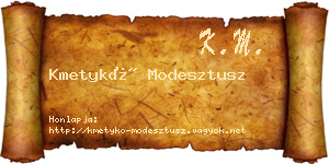 Kmetykó Modesztusz névjegykártya